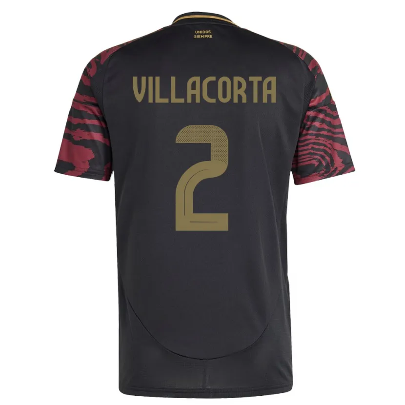 Danxen Herren Peru Anderson Villacorta #2 Schwarz Auswärtstrikot Trikot 24-26 T-Shirt