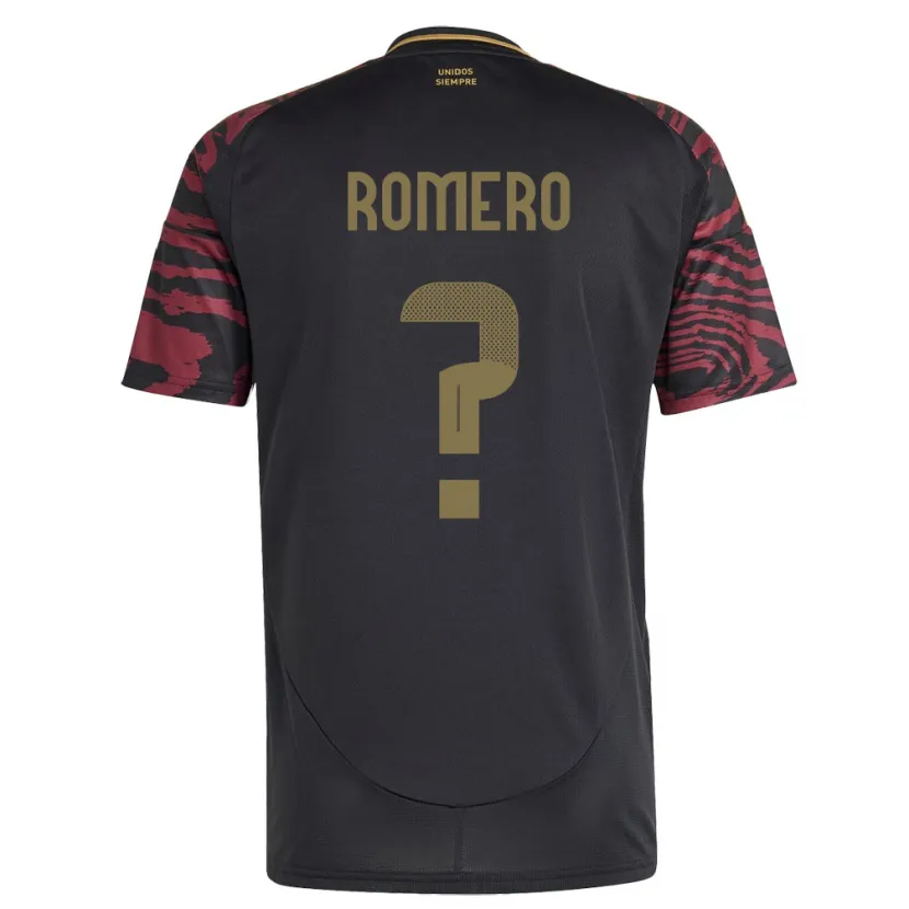 Danxen Herren Peru José Romero #0 Schwarz Auswärtstrikot Trikot 24-26 T-Shirt