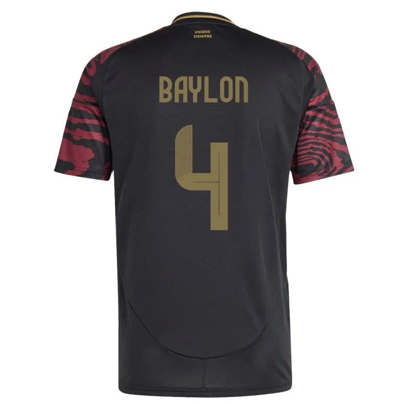 Danxen Herren Peru Luis Baylón #4 Schwarz Auswärtstrikot Trikot 24-26 T-Shirt