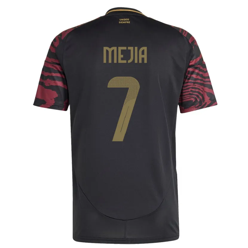 Danxen Herren Peru Hiroshi Mejía #7 Schwarz Auswärtstrikot Trikot 24-26 T-Shirt