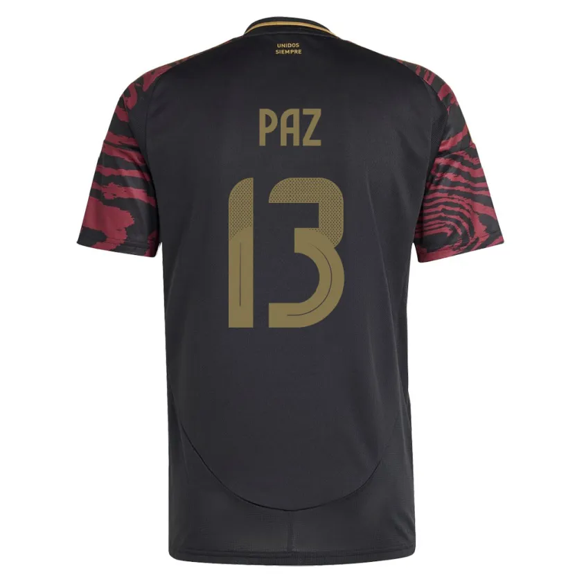 Danxen Herren Peru Braidy Paz #13 Schwarz Auswärtstrikot Trikot 24-26 T-Shirt