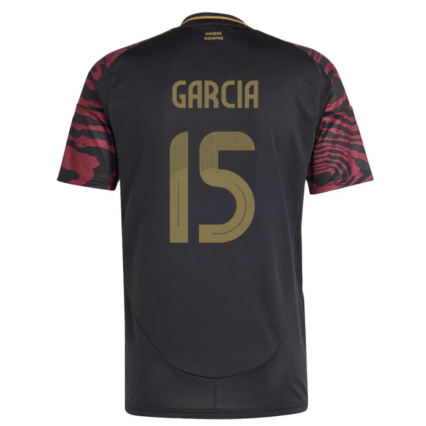 Danxen Herren Peru Jonathan García #15 Schwarz Auswärtstrikot Trikot 24-26 T-Shirt