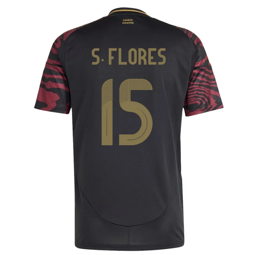 Danxen Herren Peru Scarleth Flores #15 Schwarz Auswärtstrikot Trikot 24-26 T-Shirt