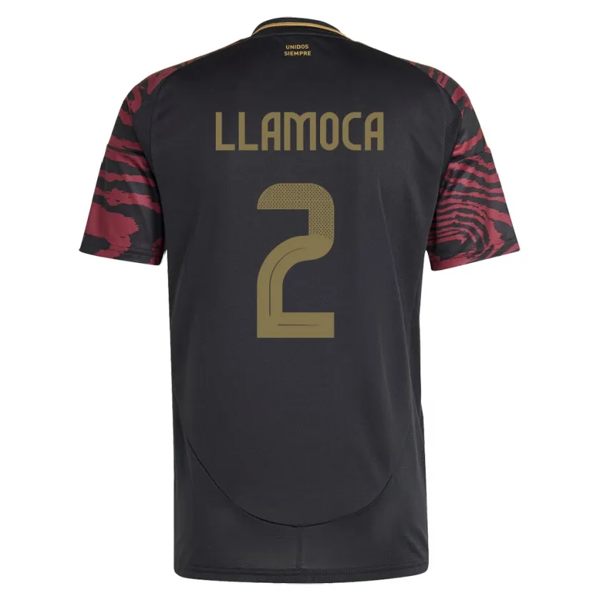Danxen Herren Peru Braelynn Llamoca #2 Schwarz Auswärtstrikot Trikot 24-26 T-Shirt