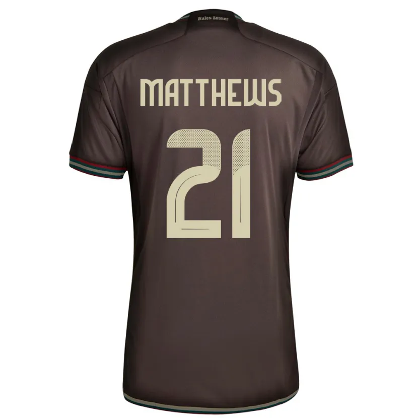 Danxen Herren Jamaika Cheyna Matthews #21 Nachtbraun Auswärtstrikot Trikot 24-26 T-Shirt