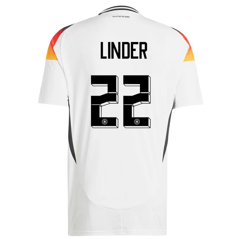 Danxen Damen Deutschland Sarai Linder #22 Weiß Heimtrikot Trikot 24-26 T-Shirt