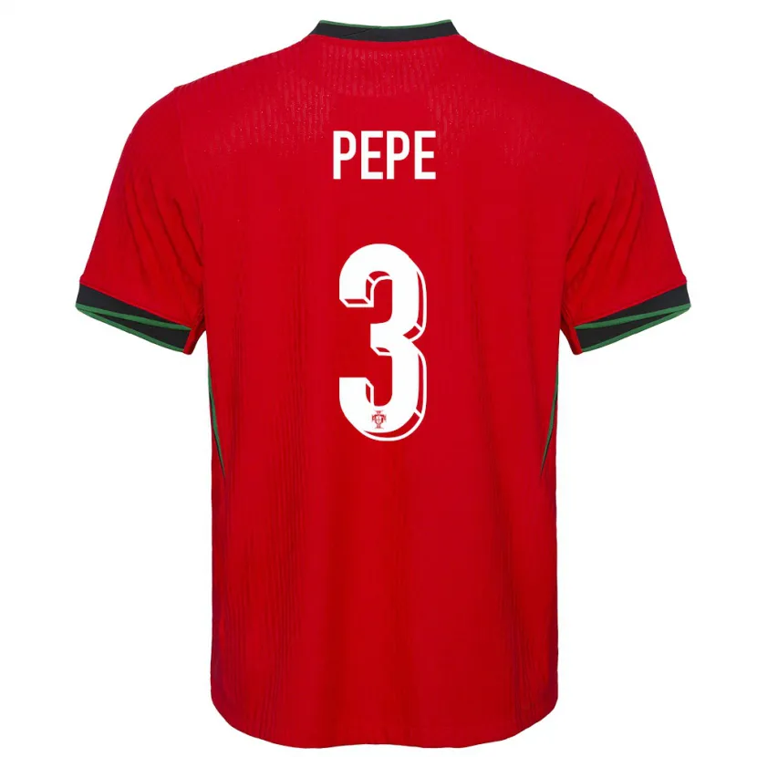 Danxen Damen Portugal Pepe #3 Rot Heimtrikot Trikot 24-26 T-Shirt
