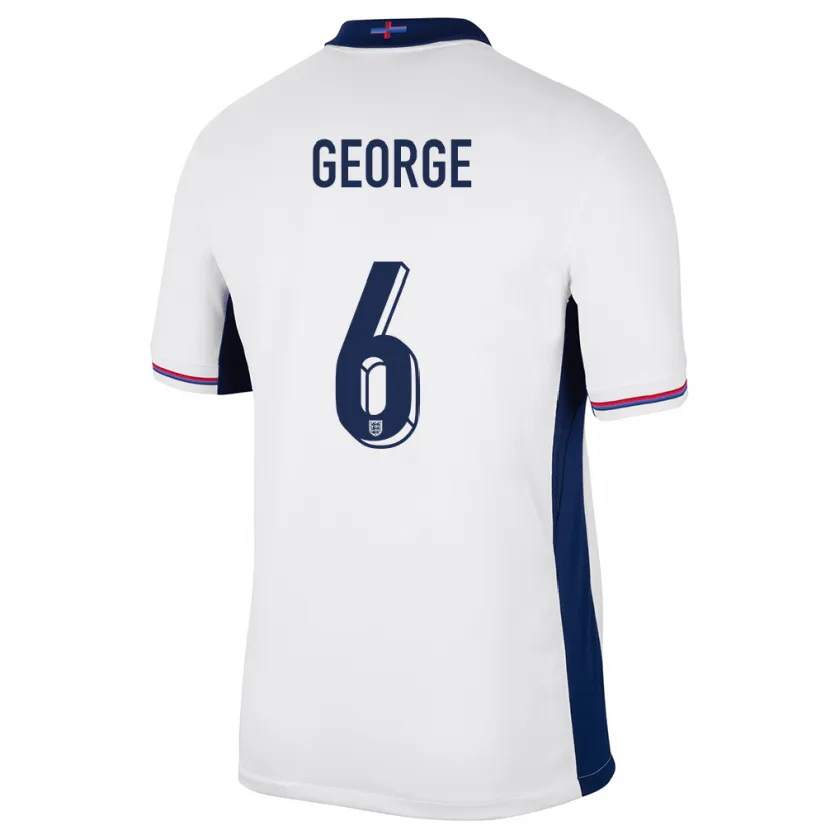 Danxen Damen England Gabby George #6 Weiß Heimtrikot Trikot 24-26 T-Shirt