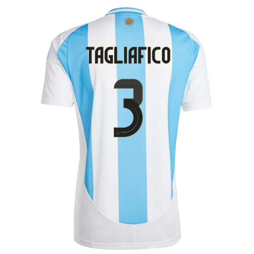 Danxen Damen Argentinien Nicolas Tagliafico #3 Weiß Blau Heimtrikot Trikot 24-26 T-Shirt