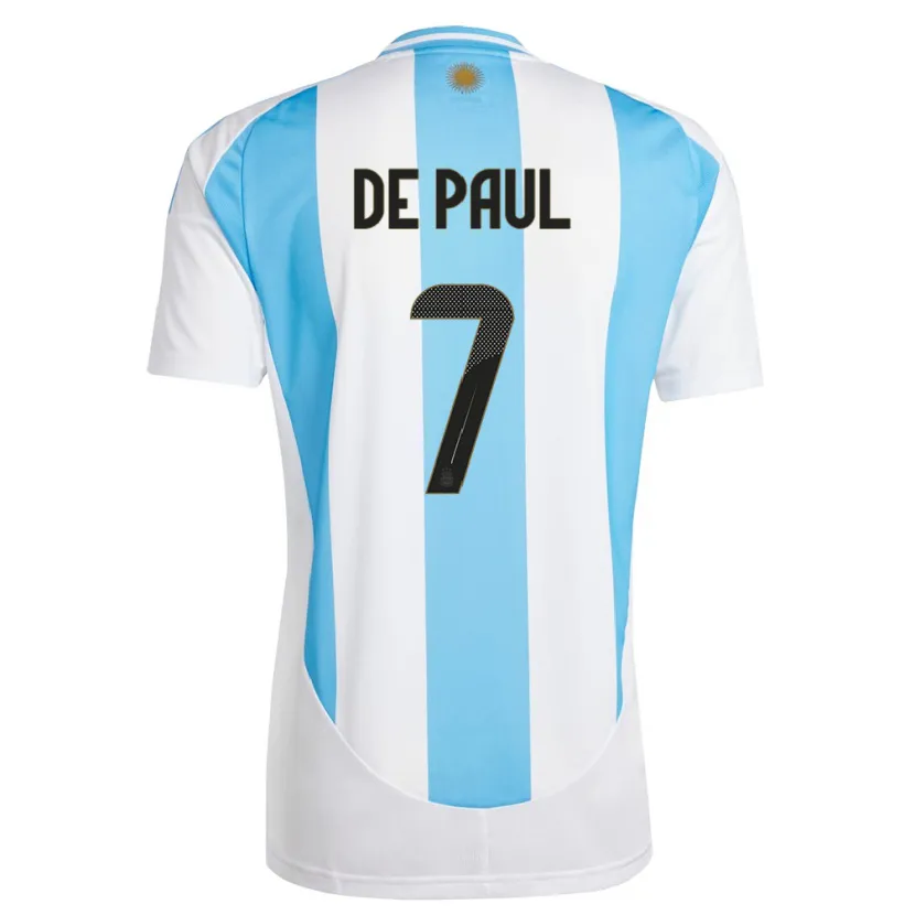 Danxen Damen Argentinien Rodrigo De Paul #7 Weiß Blau Heimtrikot Trikot 24-26 T-Shirt