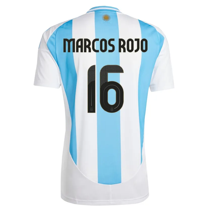Danxen Damen Argentinien Marcos Rojo #16 Weiß Blau Heimtrikot Trikot 24-26 T-Shirt