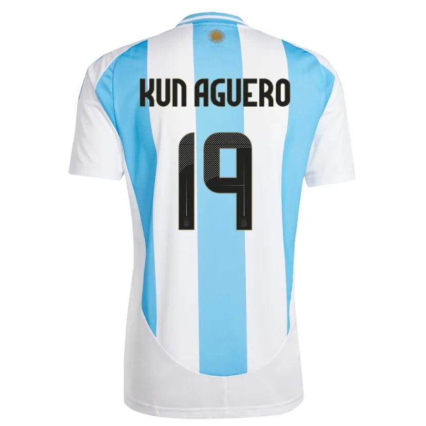 Danxen Damen Argentinien Sergio Aguero #19 Weiß Blau Heimtrikot Trikot 24-26 T-Shirt