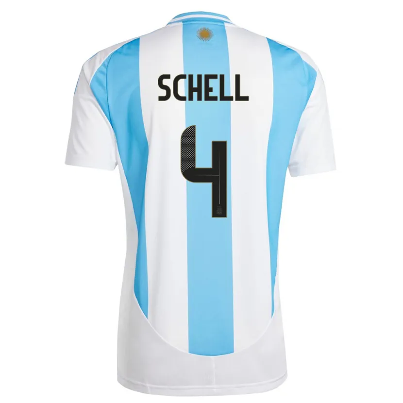 Danxen Damen Argentinien Sofia Schell #4 Weiß Blau Heimtrikot Trikot 24-26 T-Shirt