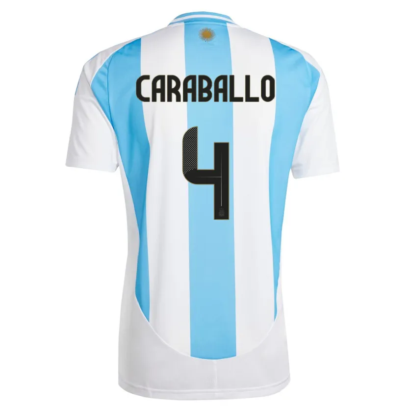 Danxen Damen Argentinien Brian Caraballo #4 Weiß Blau Heimtrikot Trikot 24-26 T-Shirt