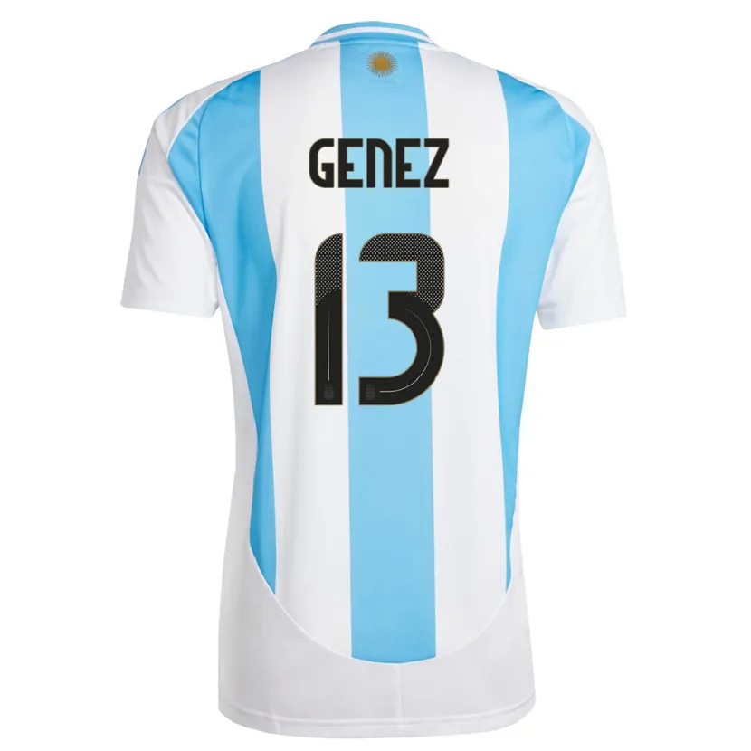 Danxen Damen Argentinien Nahuel Genez #13 Weiß Blau Heimtrikot Trikot 24-26 T-Shirt