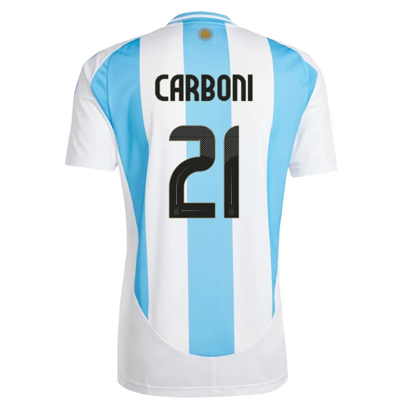 Danxen Damen Argentinien Valentin Carboni #21 Weiß Blau Heimtrikot Trikot 24-26 T-Shirt
