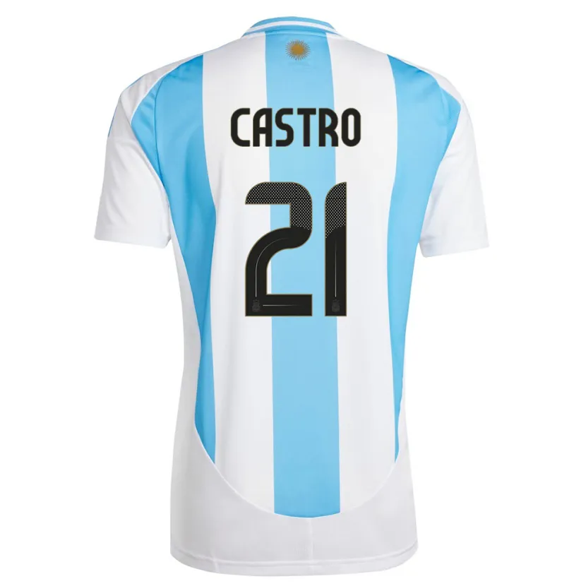 Danxen Damen Argentinien Santiago Castro #21 Weiß Blau Heimtrikot Trikot 24-26 T-Shirt