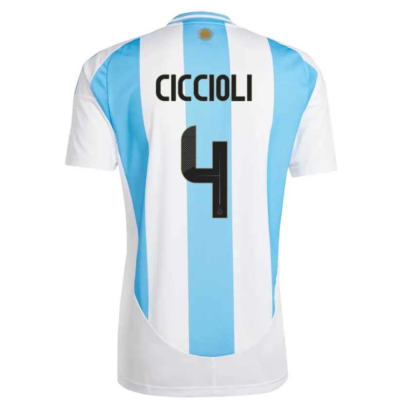 Danxen Damen Argentinien Ulises Ciccioli #4 Weiß Blau Heimtrikot Trikot 24-26 T-Shirt