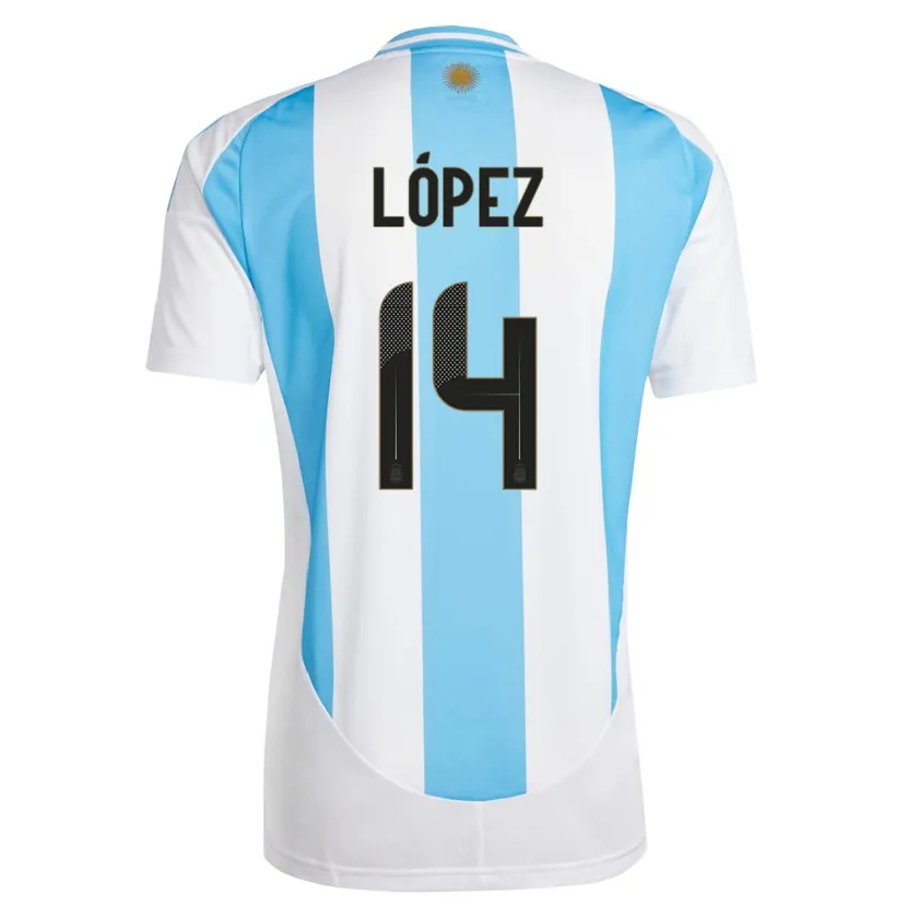 Danxen Damen Argentinien Lautaro Lopez #14 Weiß Blau Heimtrikot Trikot 24-26 T-Shirt