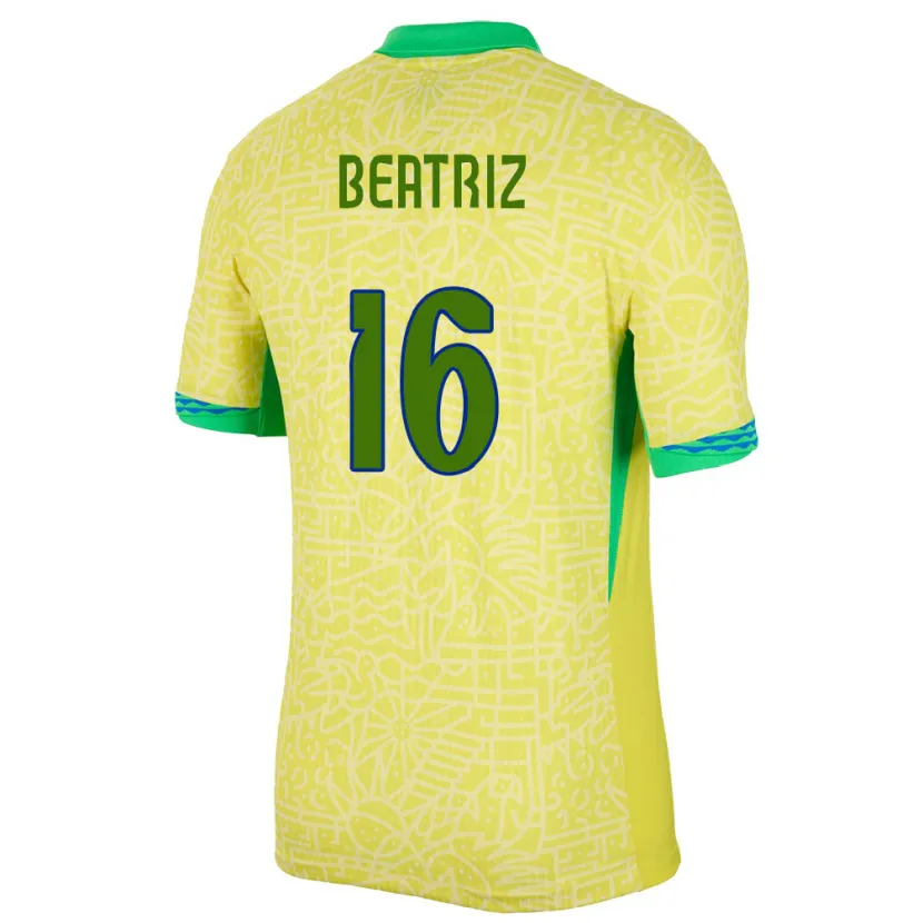 Danxen Damen Brasilien Beatriz #16 Gelb Heimtrikot Trikot 24-26 T-Shirt