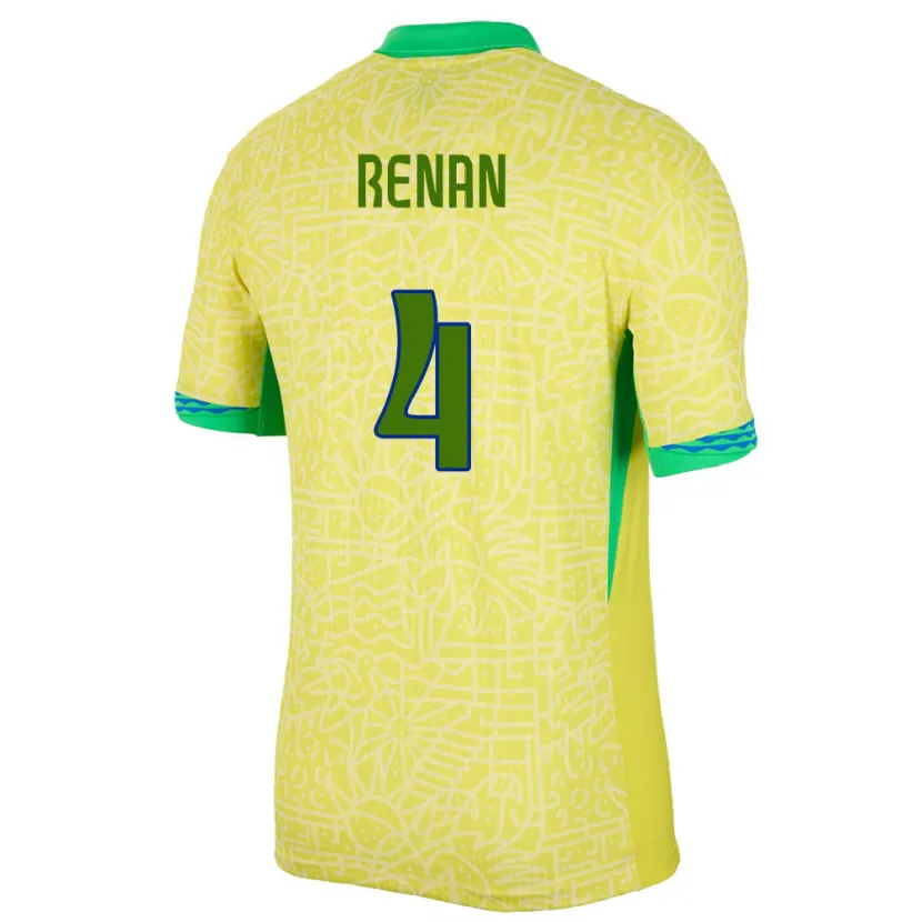 Danxen Damen Brasilien Robert Renan #4 Gelb Heimtrikot Trikot 24-26 T-Shirt