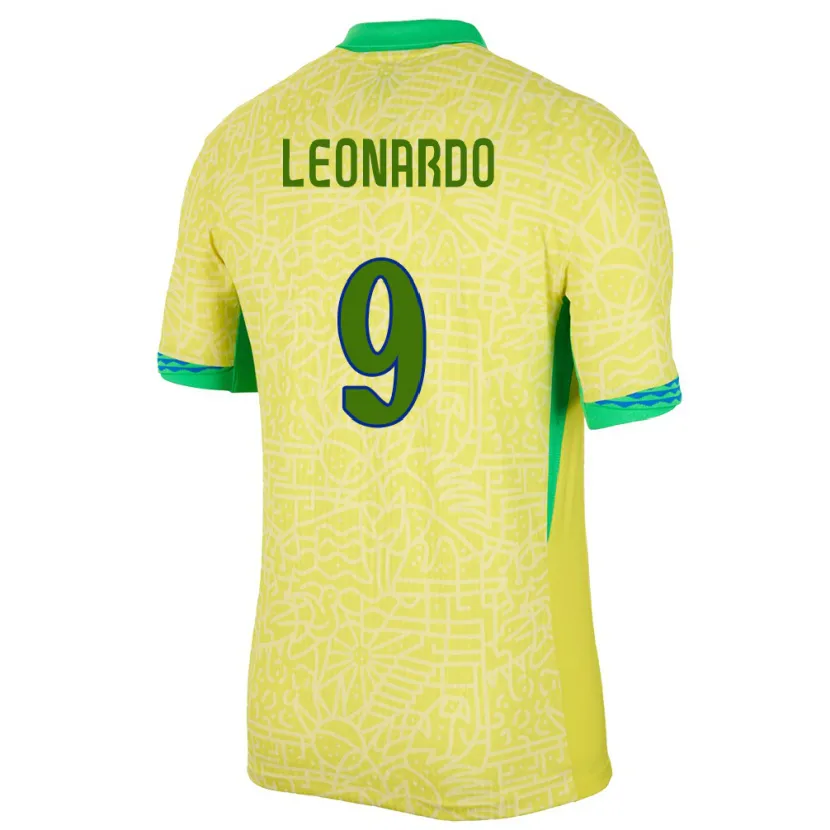 Danxen Damen Brasilien Marcos Leonardo #9 Gelb Heimtrikot Trikot 24-26 T-Shirt
