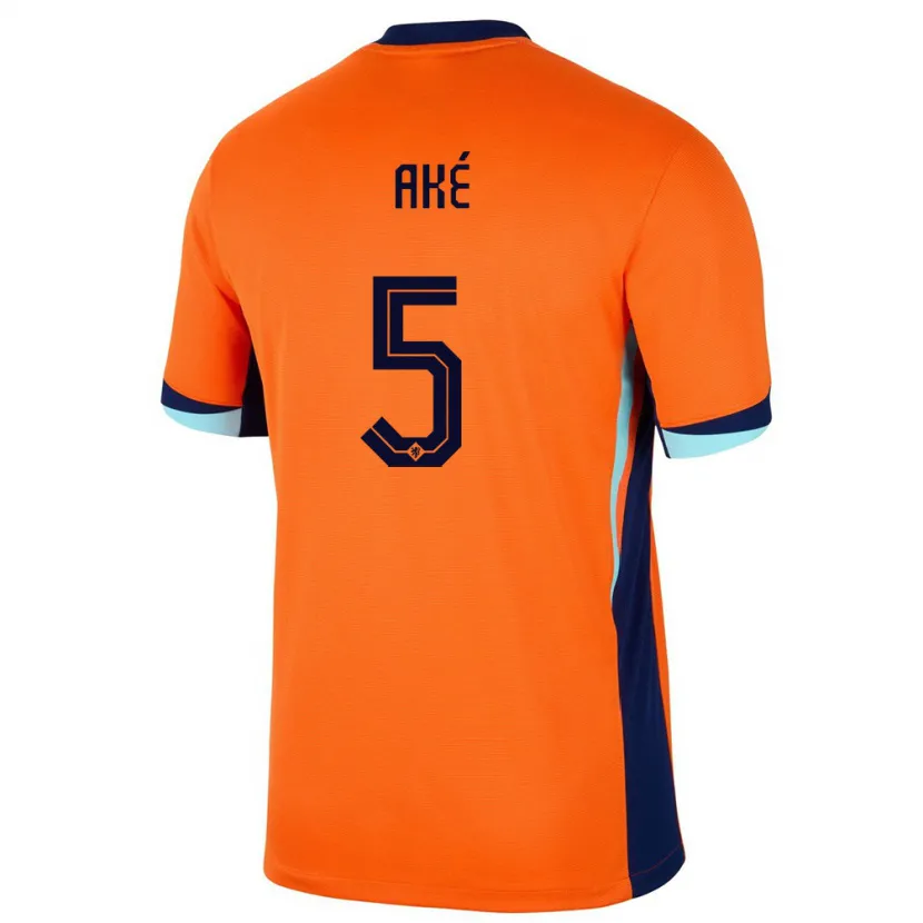 Danxen Damen Niederlande Nathan Ake #5 Orange Heimtrikot Trikot 24-26 T-Shirt