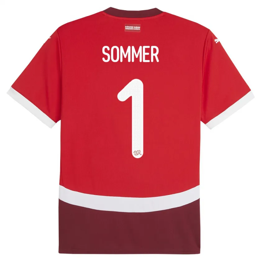 Danxen Damen Schweiz Yann Sommer #1 Rot Heimtrikot Trikot 24-26 T-Shirt