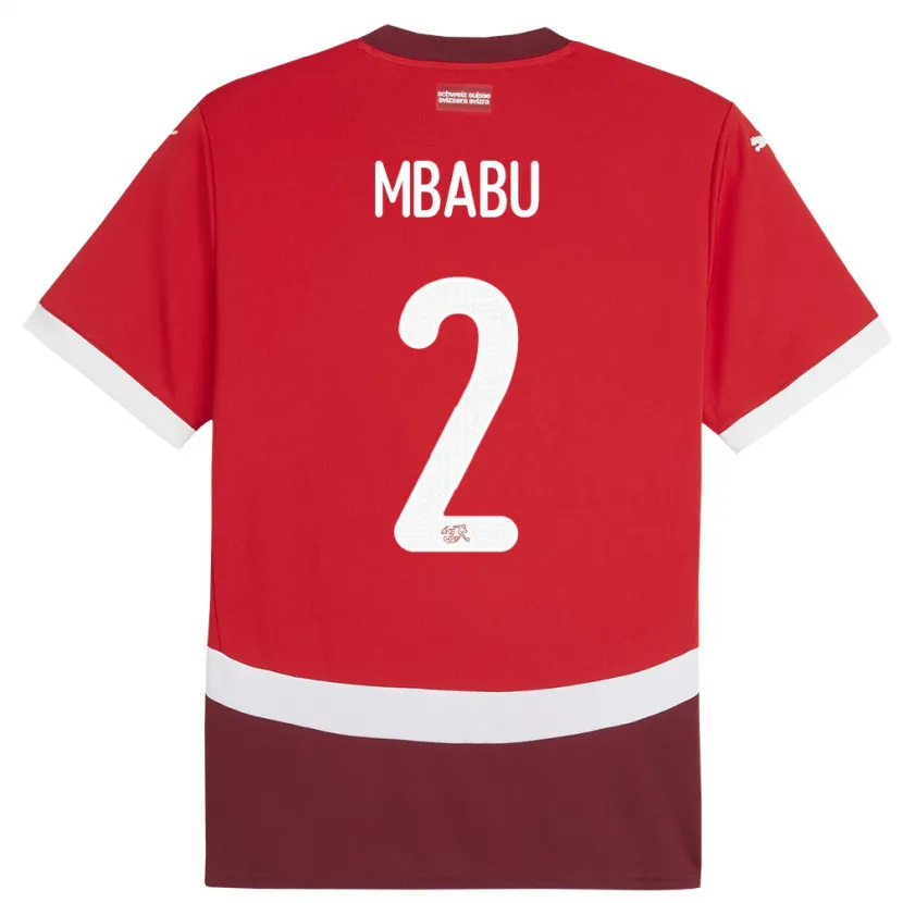 Danxen Damen Schweiz Kevin Mbabu #2 Rot Heimtrikot Trikot 24-26 T-Shirt
