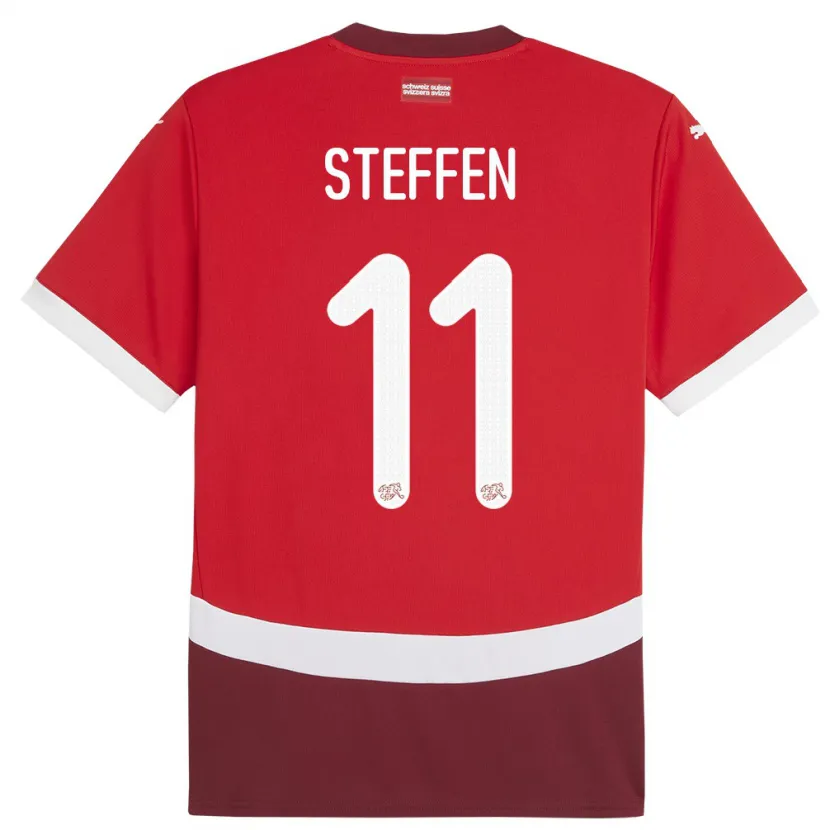Danxen Damen Schweiz Renato Steffen #11 Rot Heimtrikot Trikot 24-26 T-Shirt