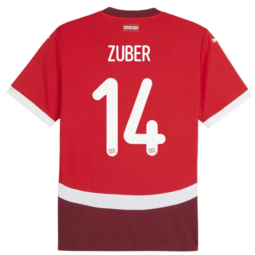 Danxen Damen Schweiz Steven Zuber #14 Rot Heimtrikot Trikot 24-26 T-Shirt
