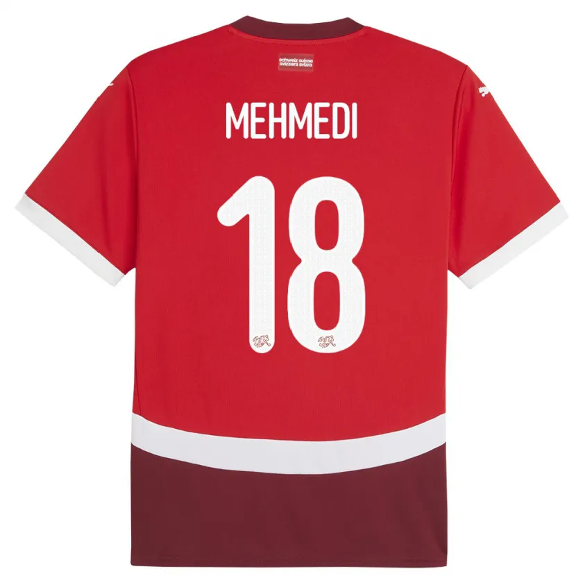Danxen Damen Schweiz Admir Mehmedi #18 Rot Heimtrikot Trikot 24-26 T-Shirt