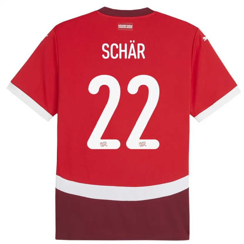 Danxen Damen Schweiz Fabian Schar #22 Rot Heimtrikot Trikot 24-26 T-Shirt