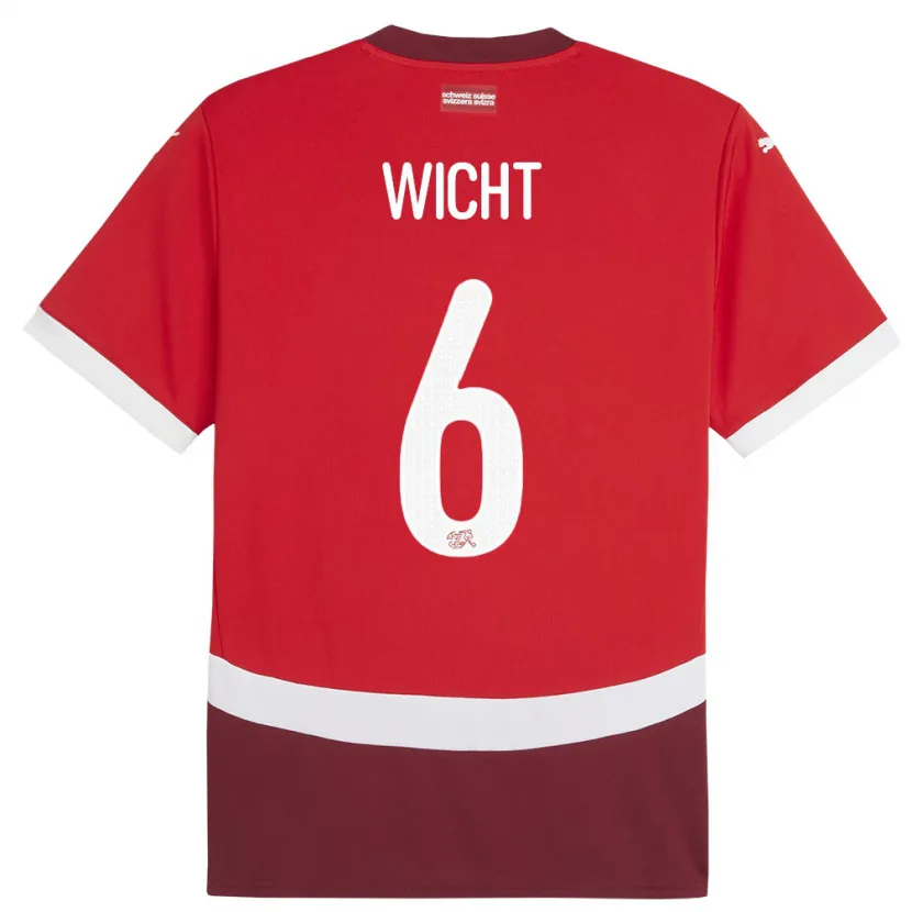 Danxen Damen Schweiz Nathan Wicht #6 Rot Heimtrikot Trikot 24-26 T-Shirt