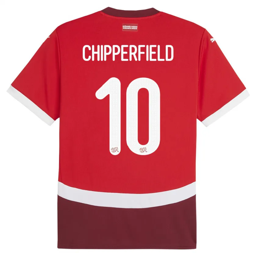 Danxen Damen Schweiz Liam Chipperfield #10 Rot Heimtrikot Trikot 24-26 T-Shirt