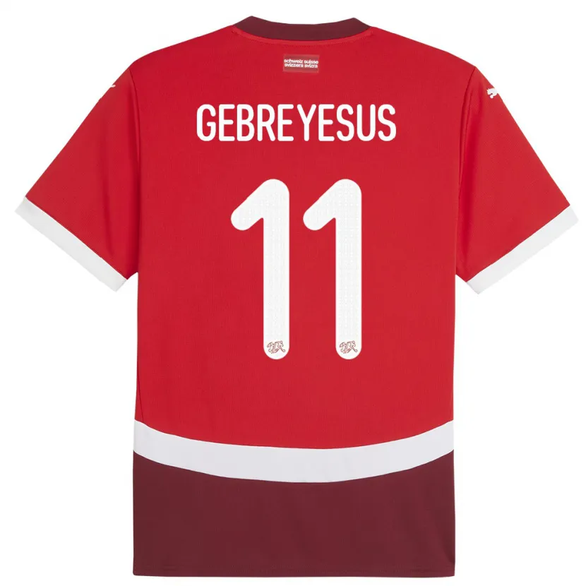 Danxen Damen Schweiz Esey Gebreyesus #11 Rot Heimtrikot Trikot 24-26 T-Shirt