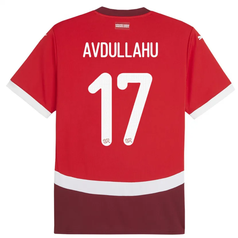 Danxen Damen Schweiz Leon Avdullahu #17 Rot Heimtrikot Trikot 24-26 T-Shirt