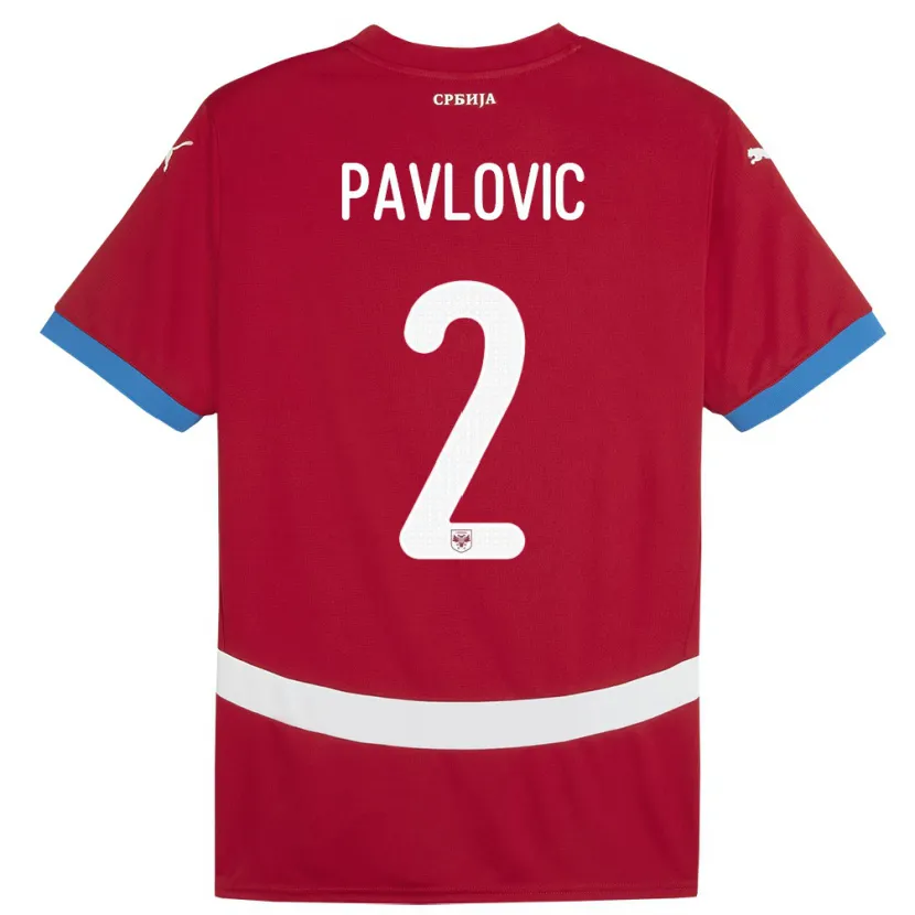 Danxen Damen Serbien Strahinja Pavlovic #2 Rot Heimtrikot Trikot 24-26 T-Shirt