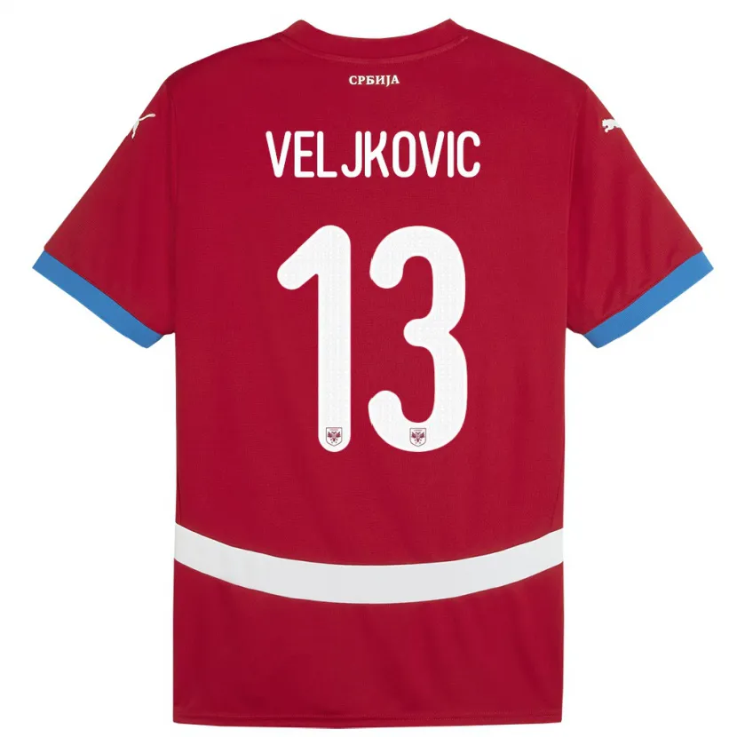 Danxen Damen Serbien Milos Veljkovic #13 Rot Heimtrikot Trikot 24-26 T-Shirt