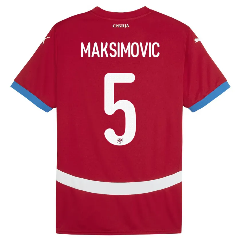 Danxen Damen Serbien Nemanja Maksimovic #5 Rot Heimtrikot Trikot 24-26 T-Shirt