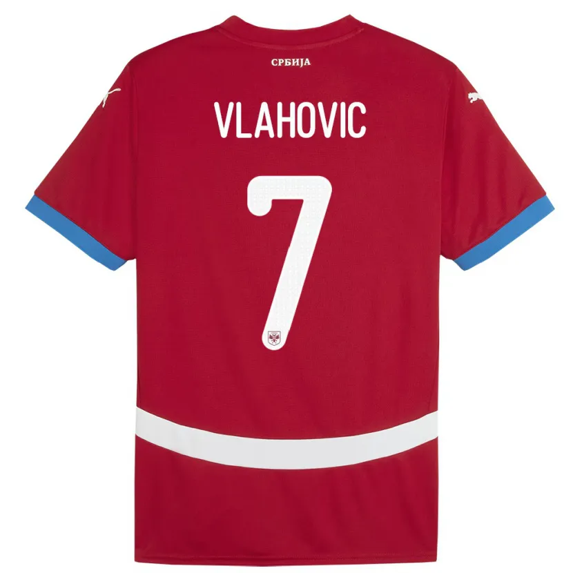 Danxen Damen Serbien Dusan Vlahovic #7 Rot Heimtrikot Trikot 24-26 T-Shirt