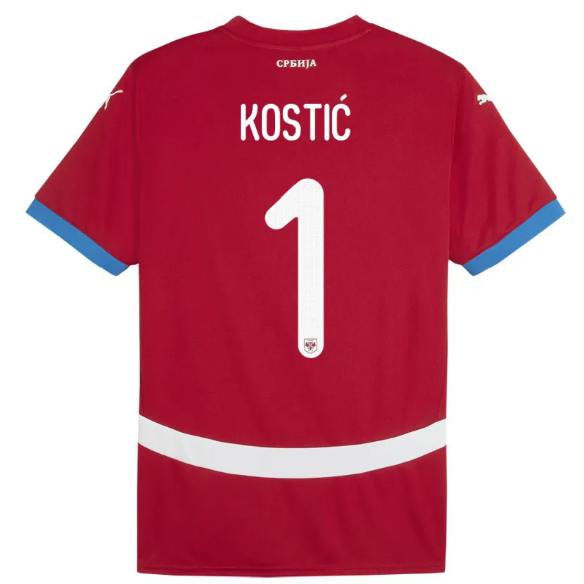 Danxen Damen Serbien Milica Kostic #1 Rot Heimtrikot Trikot 24-26 T-Shirt