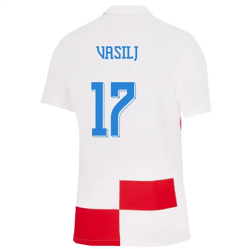 Danxen Damen Kroatien Jakov Anton Vasilj #17 Weiß Rot Heimtrikot Trikot 24-26 T-Shirt