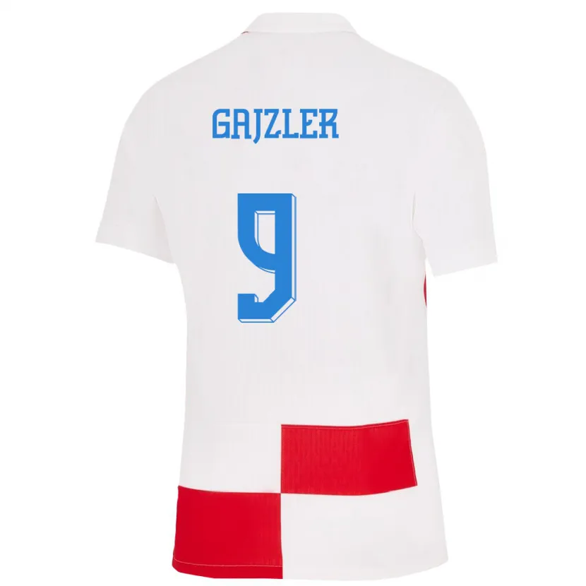 Danxen Damen Kroatien Niko Gajzler #9 Weiß Rot Heimtrikot Trikot 24-26 T-Shirt