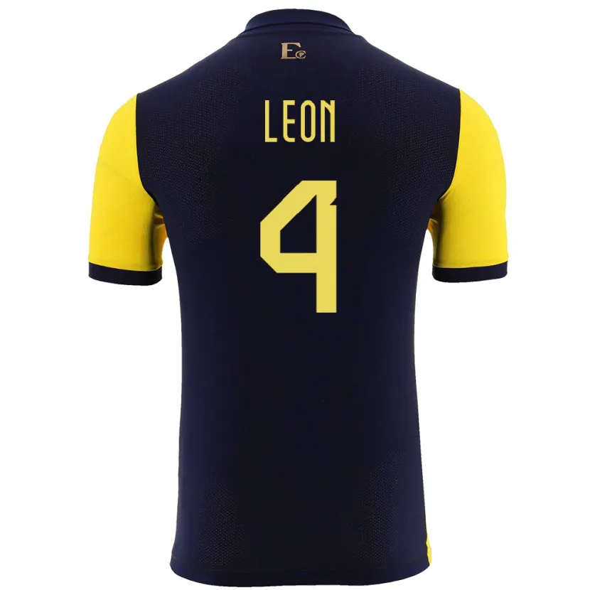Danxen Damen Ecuador Fernando Leon #4 Gelb Heimtrikot Trikot 24-26 T-Shirt