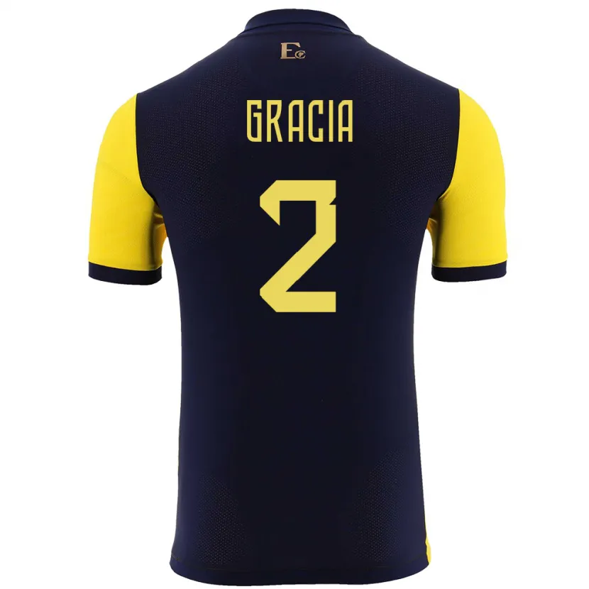 Danxen Damen Ecuador Ericka Gracia #2 Gelb Heimtrikot Trikot 24-26 T-Shirt