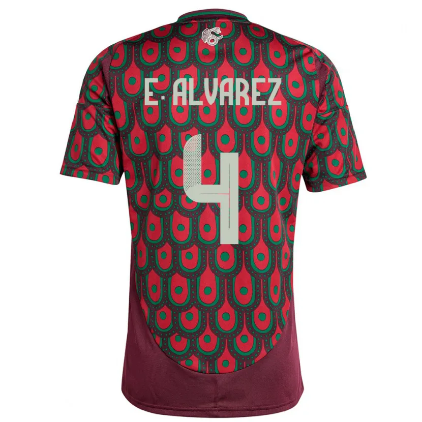 Danxen Damen Mexiko Edson Alvarez #4 Kastanienbraun Heimtrikot Trikot 24-26 T-Shirt