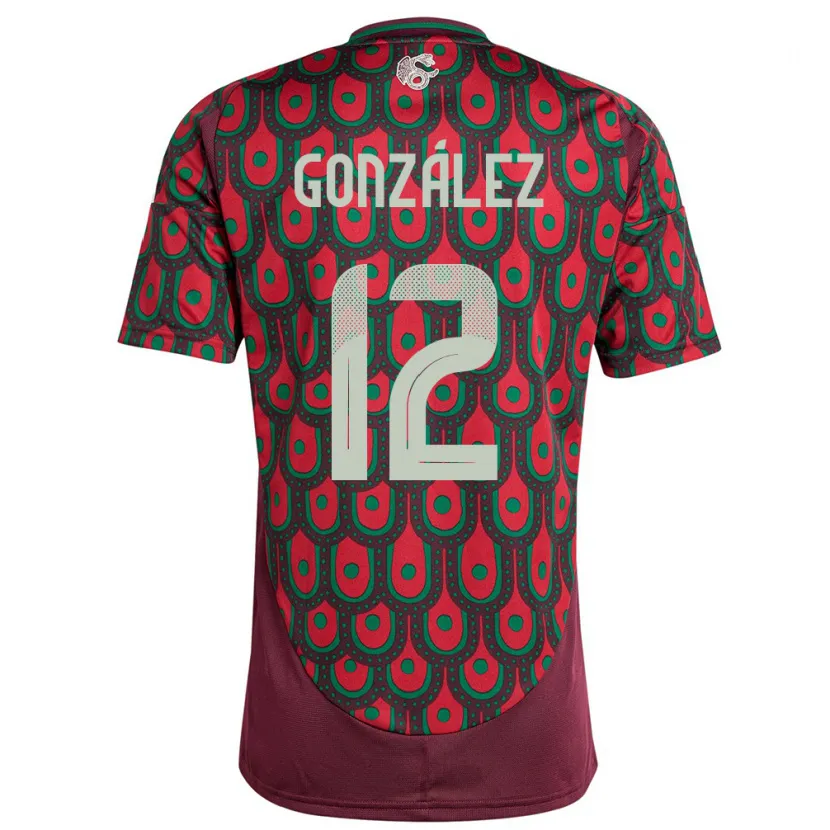 Danxen Damen Mexiko Itzel Gonzalez #12 Kastanienbraun Heimtrikot Trikot 24-26 T-Shirt
