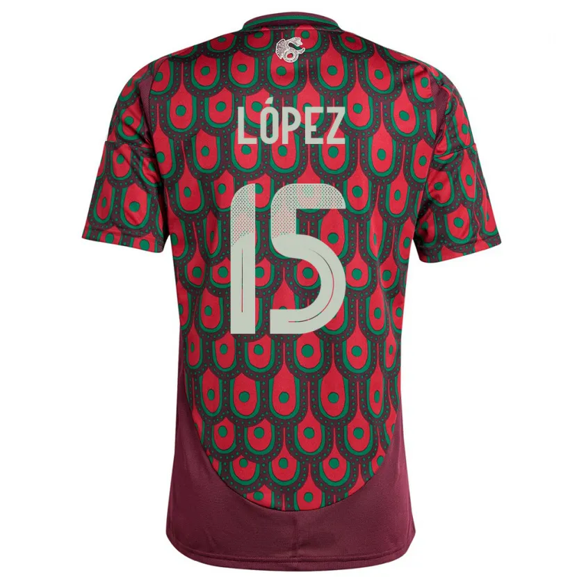 Danxen Damen Mexiko Everardo Lopez #15 Kastanienbraun Heimtrikot Trikot 24-26 T-Shirt