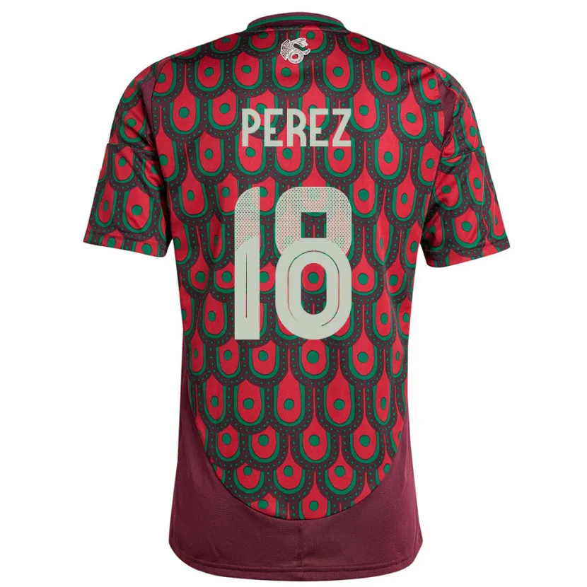 Danxen Damen Mexiko Jonathan Perez #18 Kastanienbraun Heimtrikot Trikot 24-26 T-Shirt